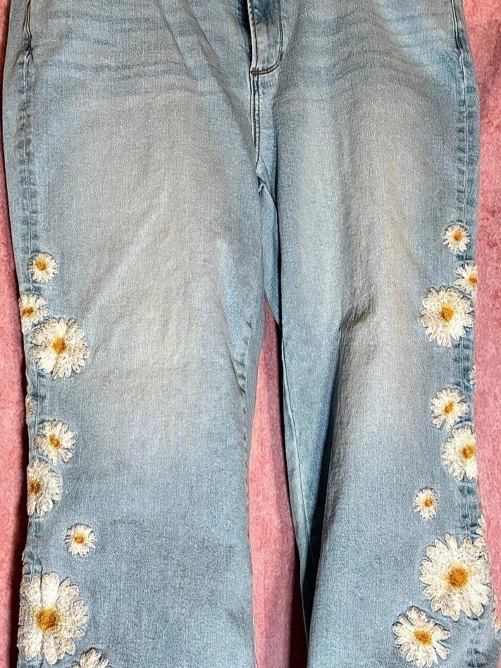 DRIFTWOOD Charlee Dizzy Daisy Jeans Floral Wide Straight Leg Jeans. Size16/25.5.